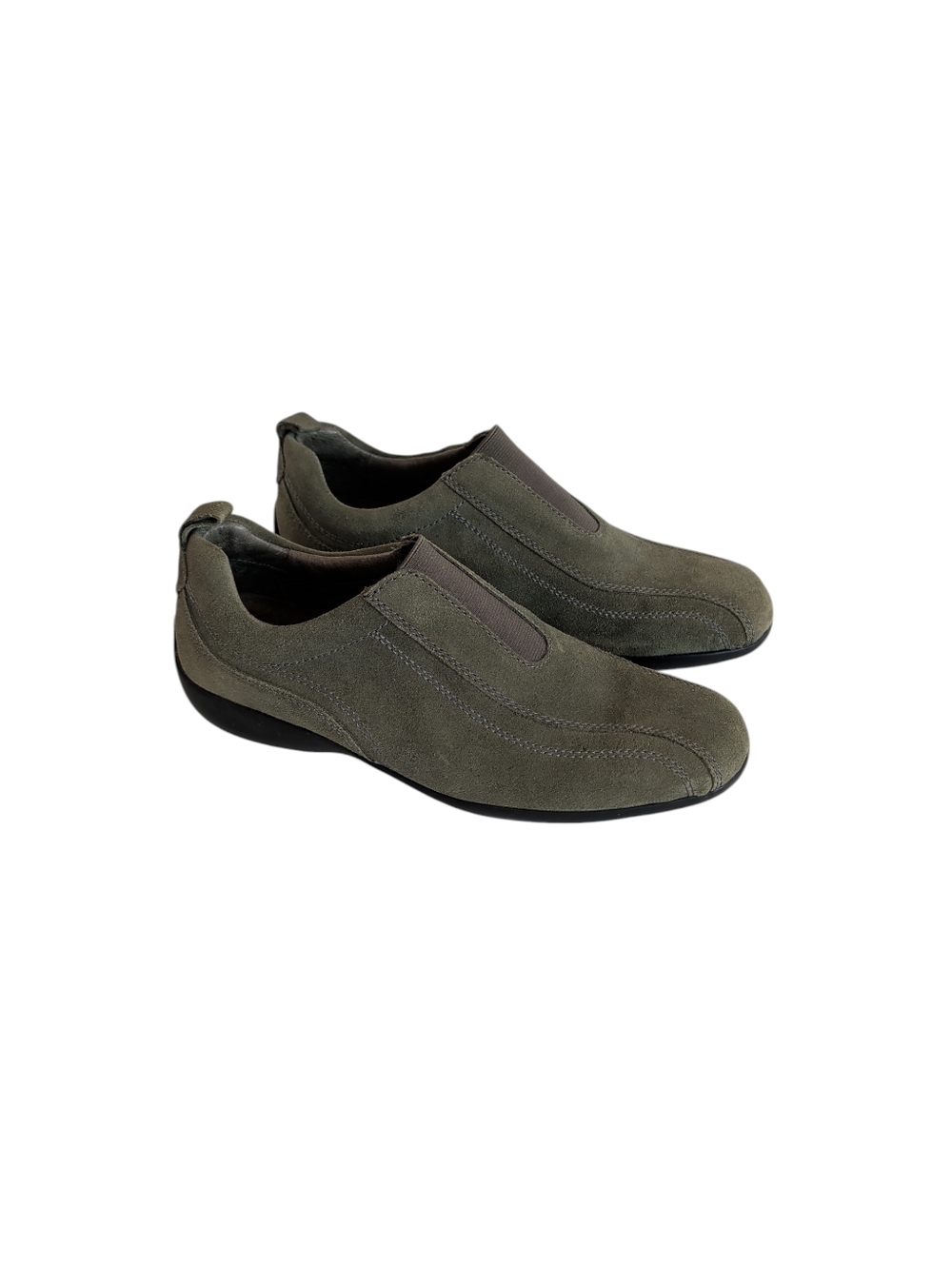 Lands' End All Weather Suede Leather Moc Shoes 7.5B Green Style #34751